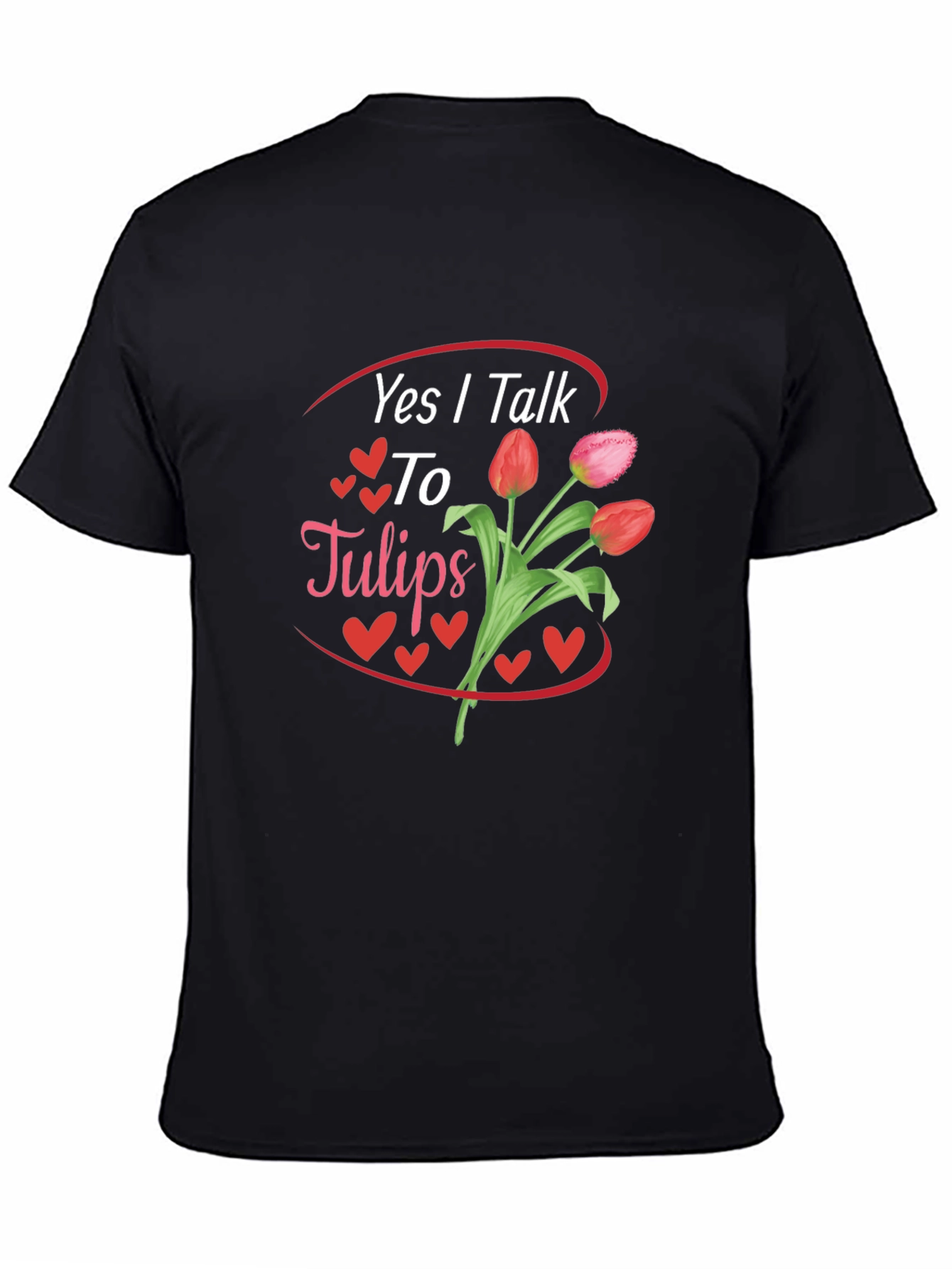 Camiseta Negra Sí Hablo con Tulipanes