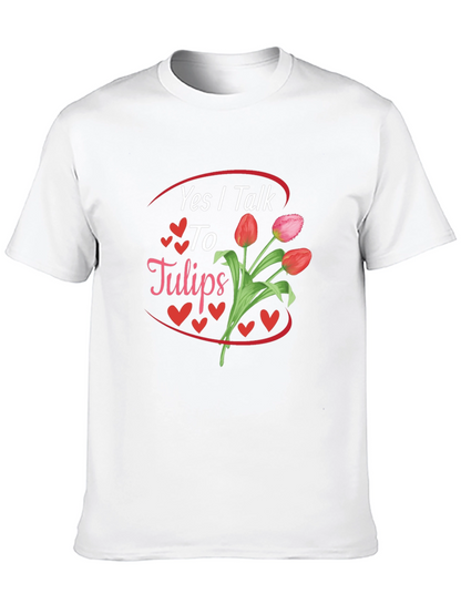 Camiseta Negra Sí Hablo con Tulipanes