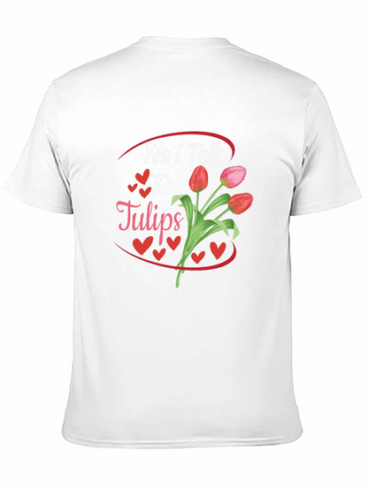 Camiseta Negra Sí Hablo con Tulipanes