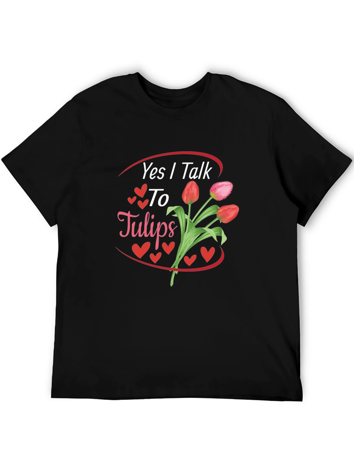 Camiseta Negra Sí Hablo con Tulipanes