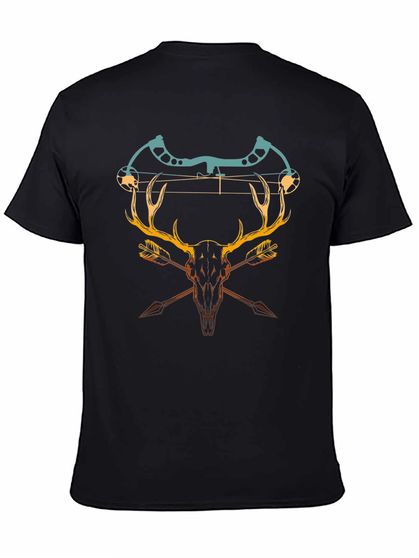 Camiseta Negra con Diseño de Caza y Arco