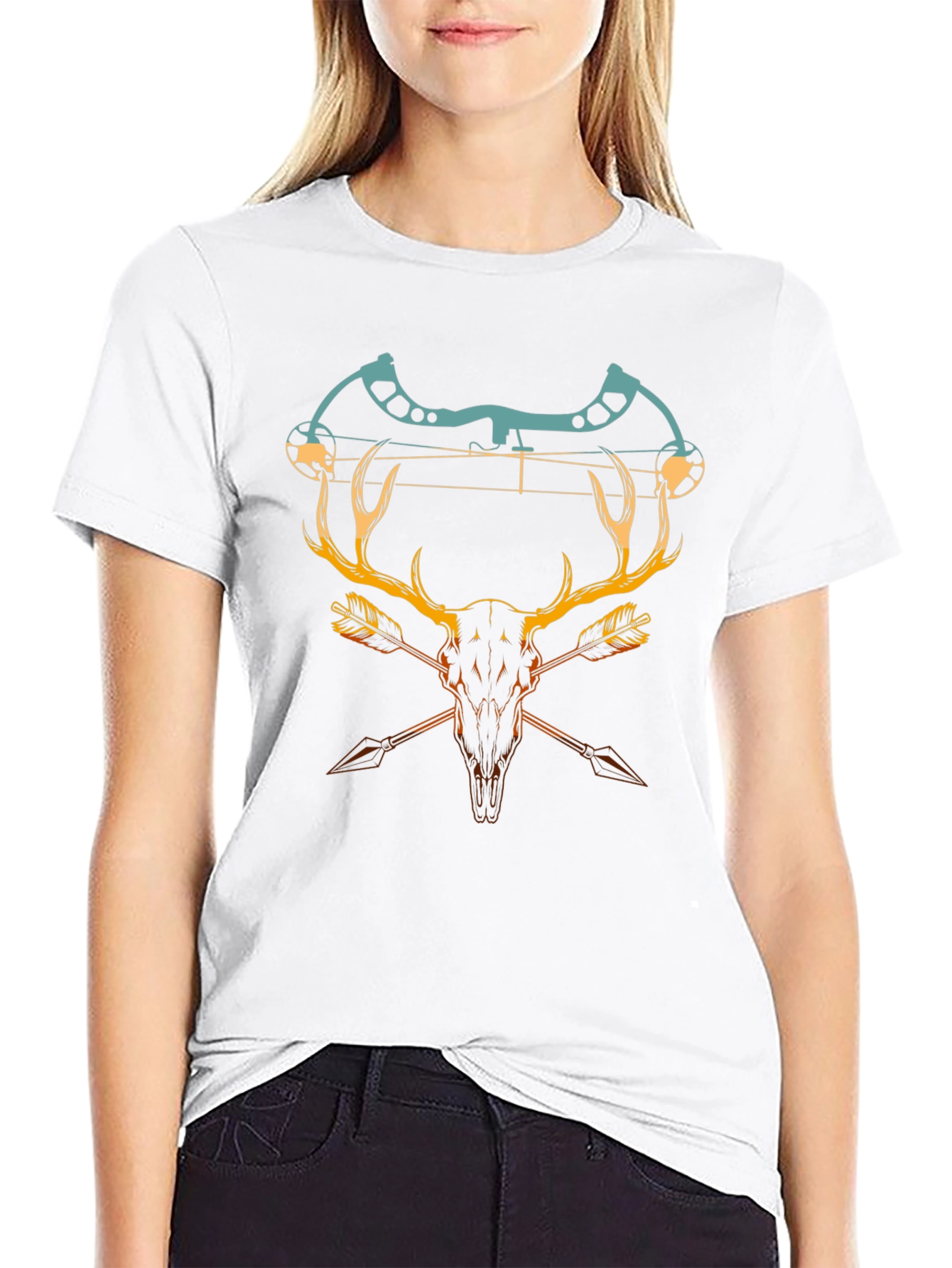 Camiseta Negra con Diseño de Caza y Arco