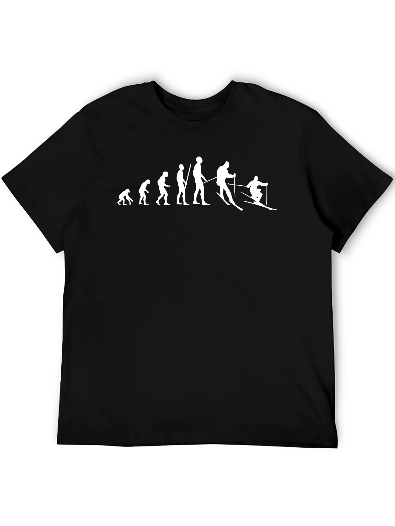Camiseta Negra Hombre - Evolución del Esquiador