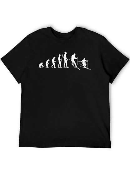 Camiseta Negra Hombre - Evolución del Esquiador