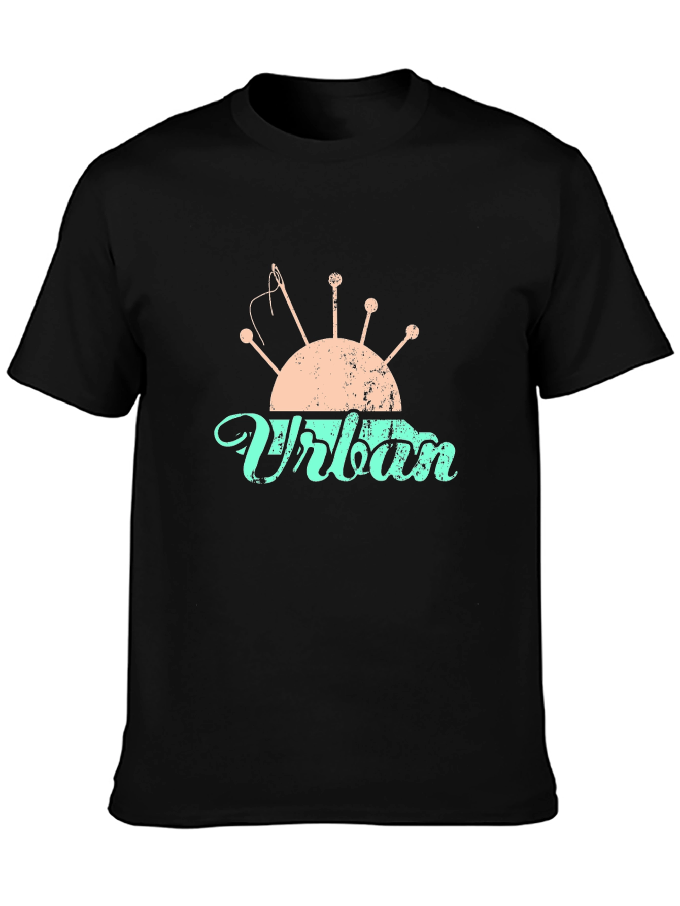 Camiseta Negra con Diseño de Costura Urbana