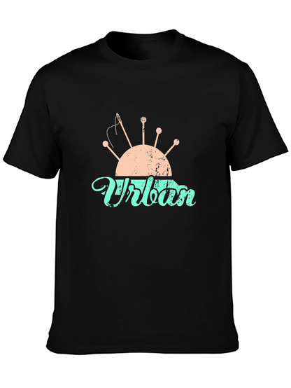 Camiseta Negra con Diseño de Costura Urbana