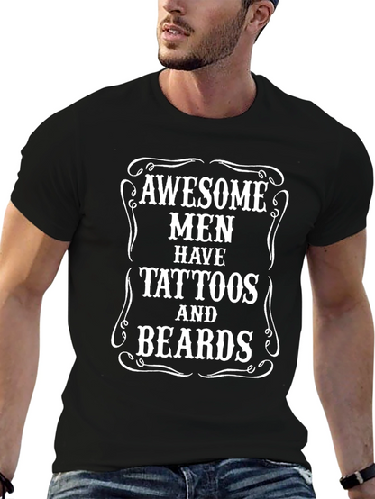 Camiseta Negra: ¡Hombres Impresionantes con Tatuajes y Barbas!
