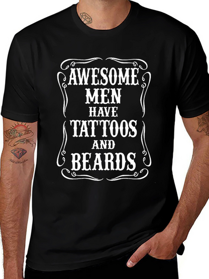 Camiseta Negra: ¡Hombres Impresionantes con Tatuajes y Barbas!
