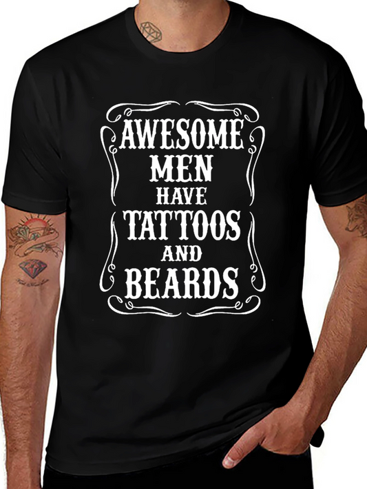 Camiseta Negra: ¡Hombres Impresionantes con Tatuajes y Barbas!