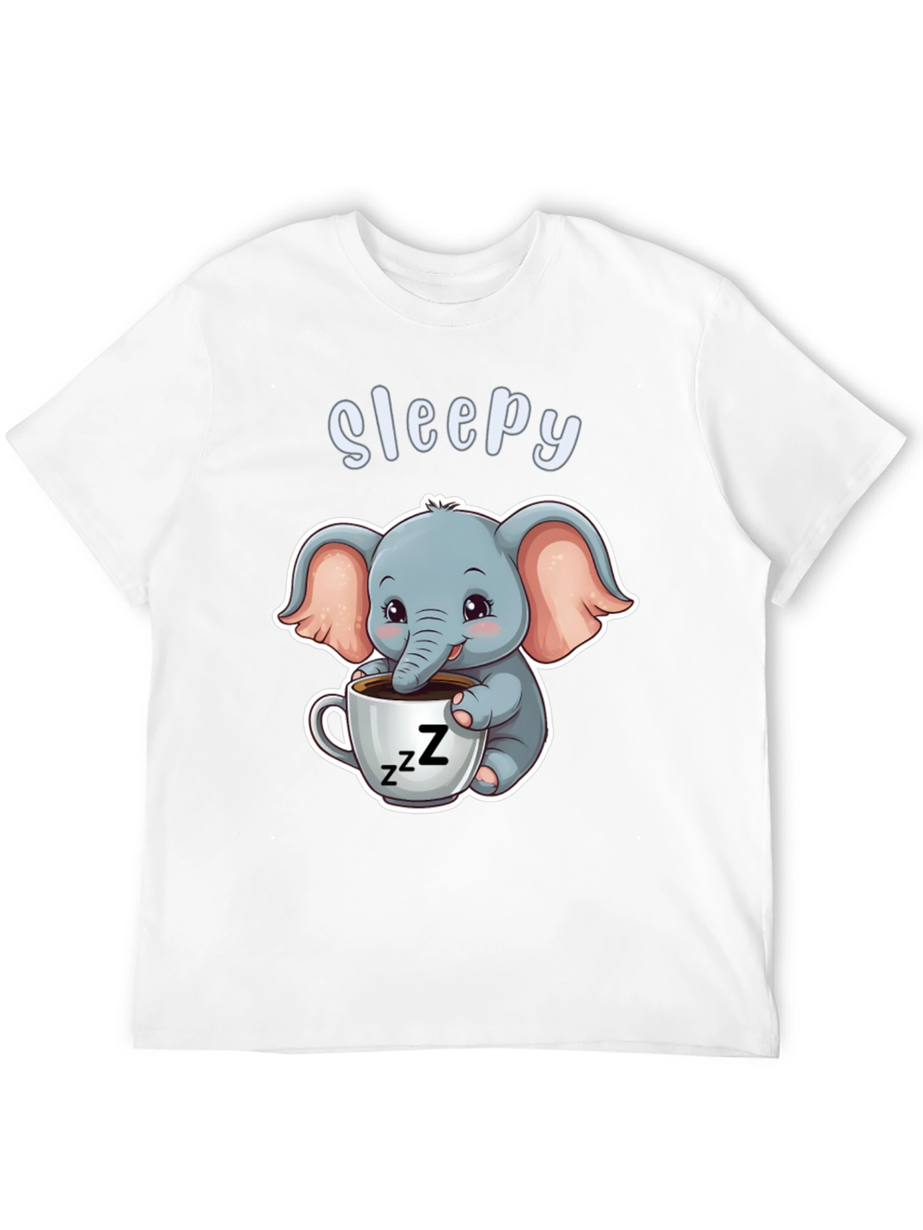 Camiseta Negra con Elefante Adorable Sleepy