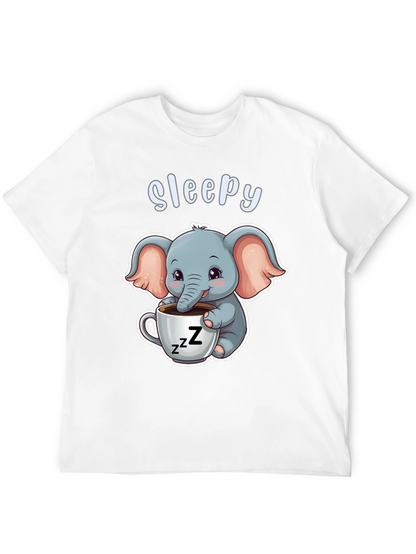 Camiseta Negra con Elefante Adorable Sleepy