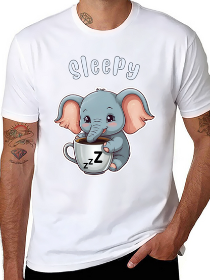 Camiseta Negra con Elefante Adorable Sleepy