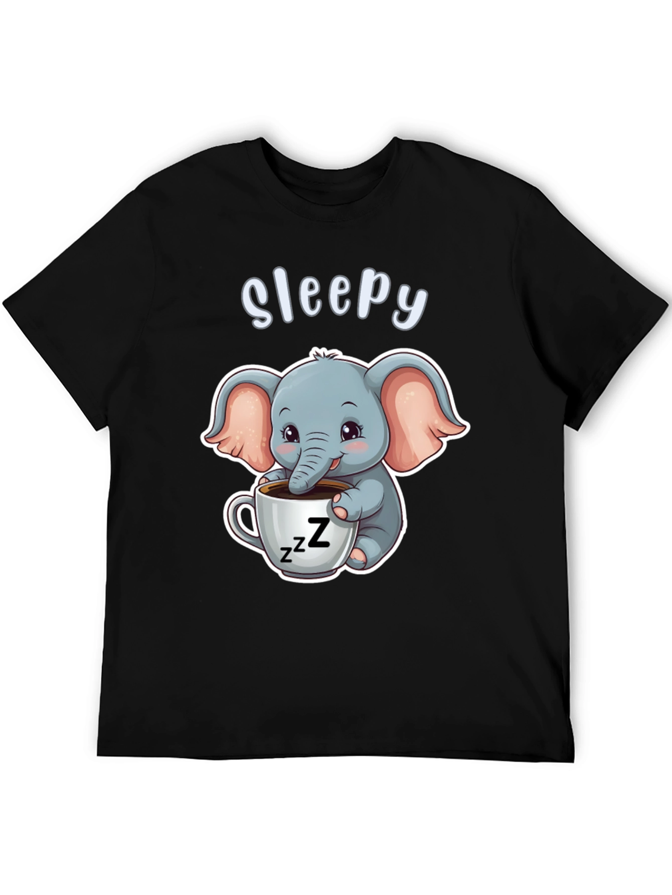 Camiseta Negra con Elefante Adorable Sleepy
