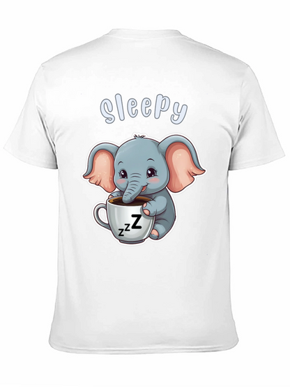 Camiseta Negra con Elefante Adorable Sleepy