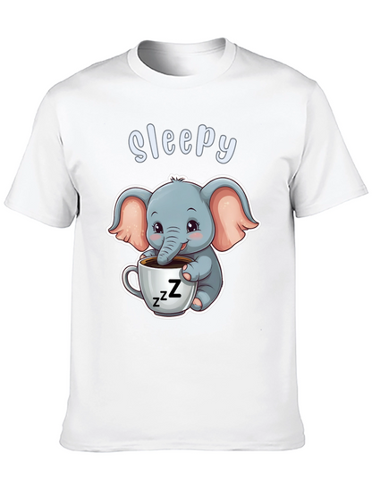 Camiseta Negra con Elefante Adorable Sleepy