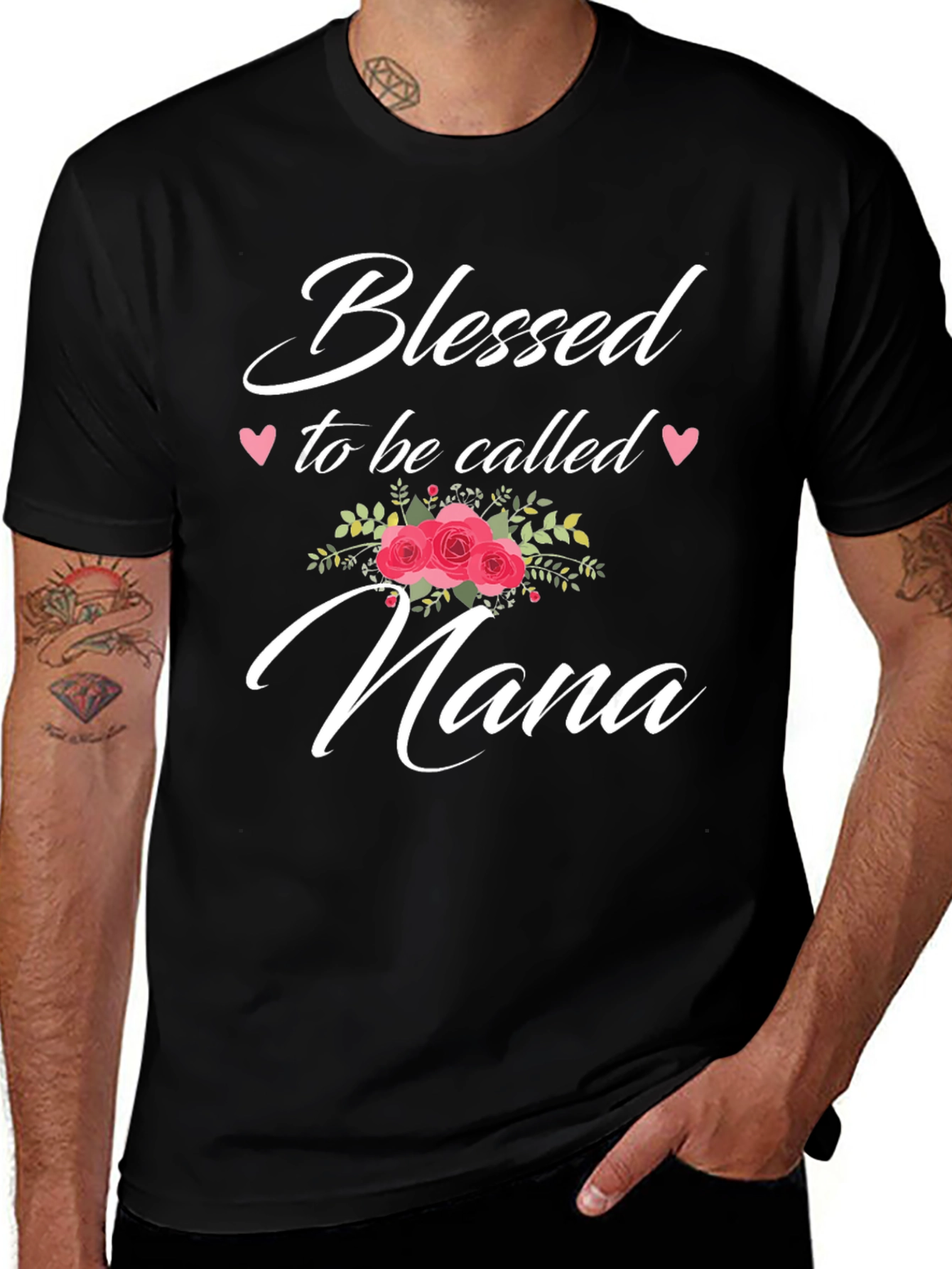 Camiseta Negra Bendecida para ser llamada Nana