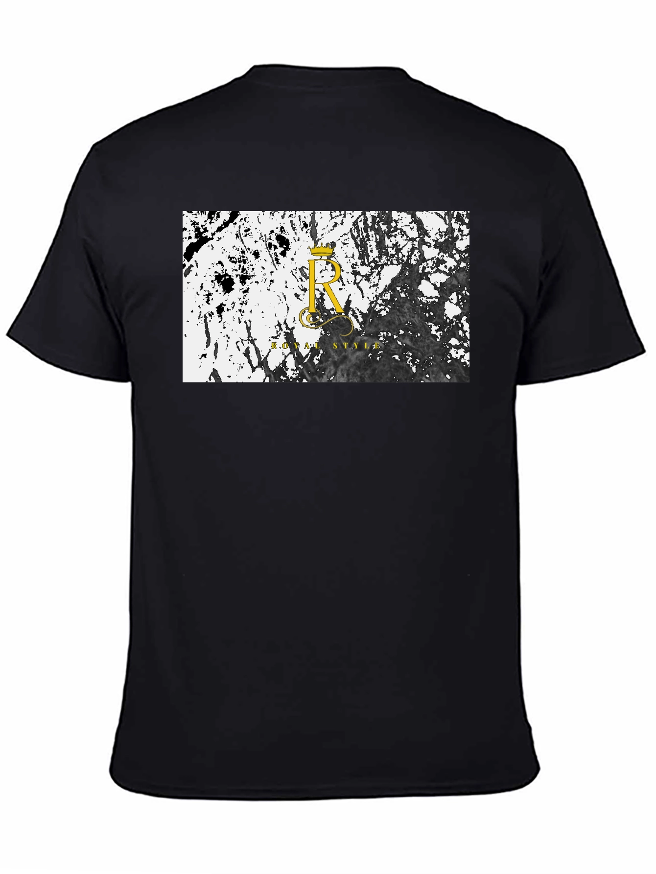 Camiseta Negra Royal Style - Diseño Abstracto