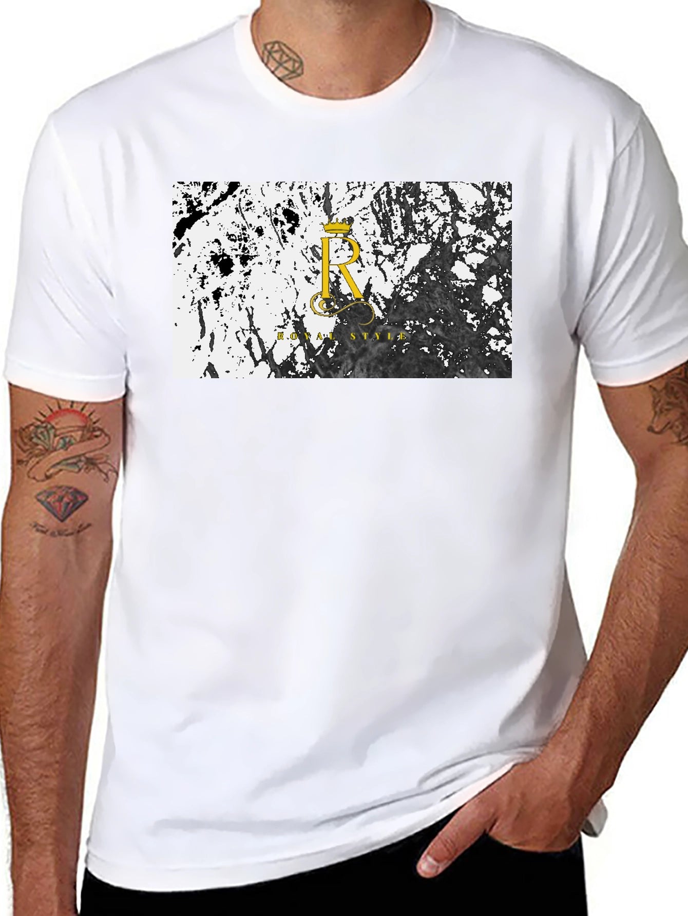 Camiseta Negra Royal Style - Diseño Abstracto