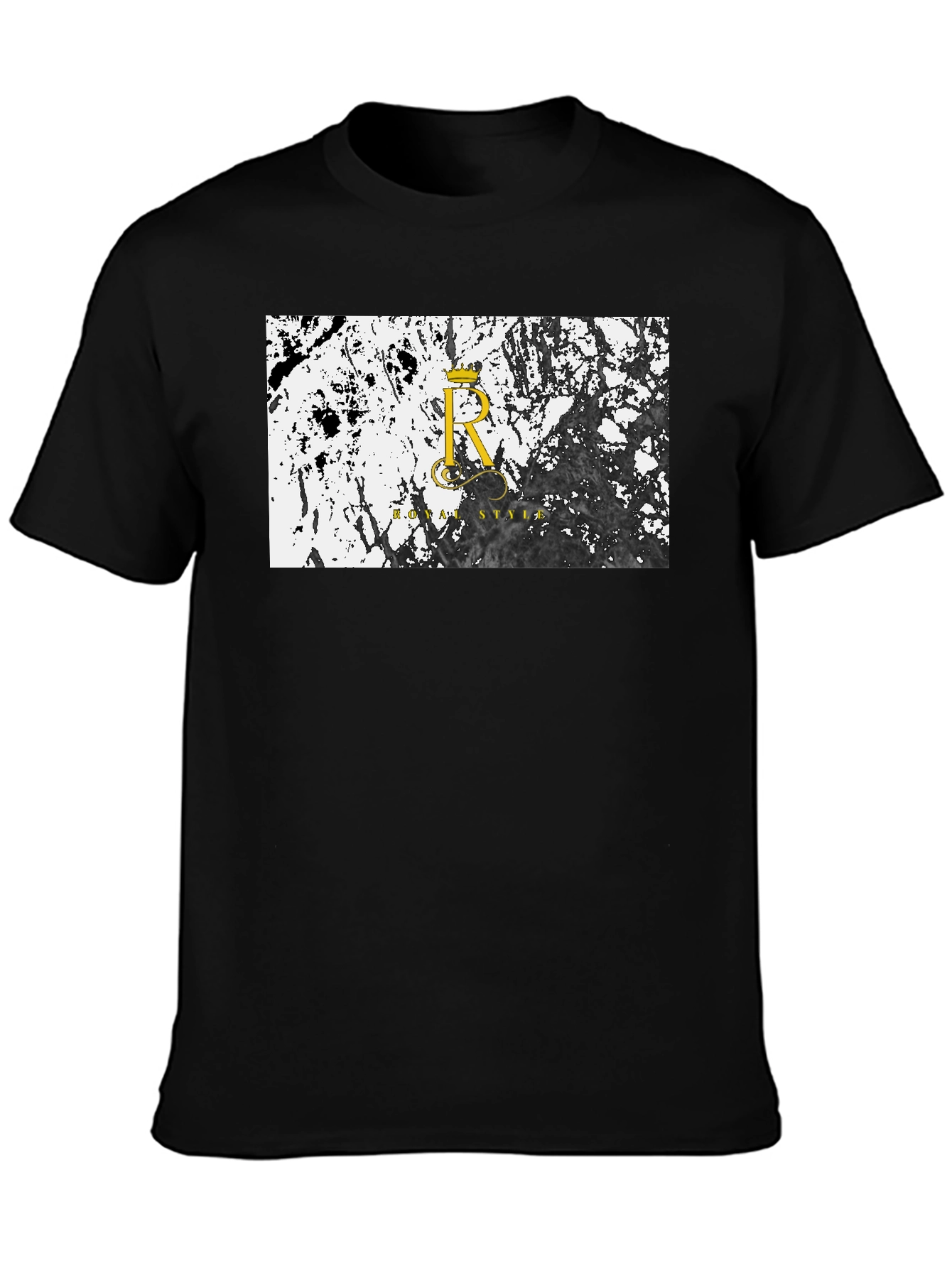 Camiseta Negra Royal Style - Diseño Abstracto