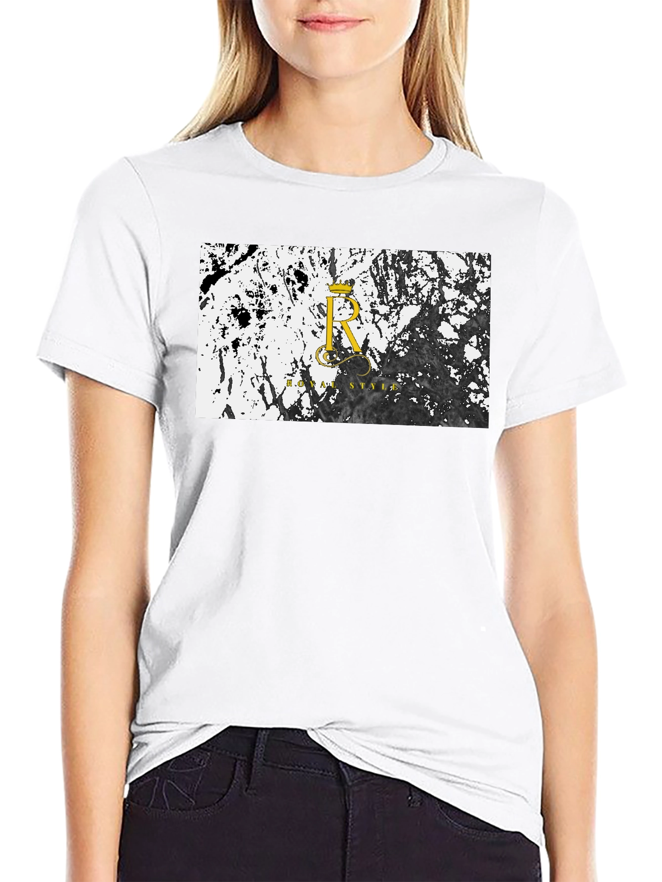 Camiseta Negra Royal Style - Diseño Abstracto
