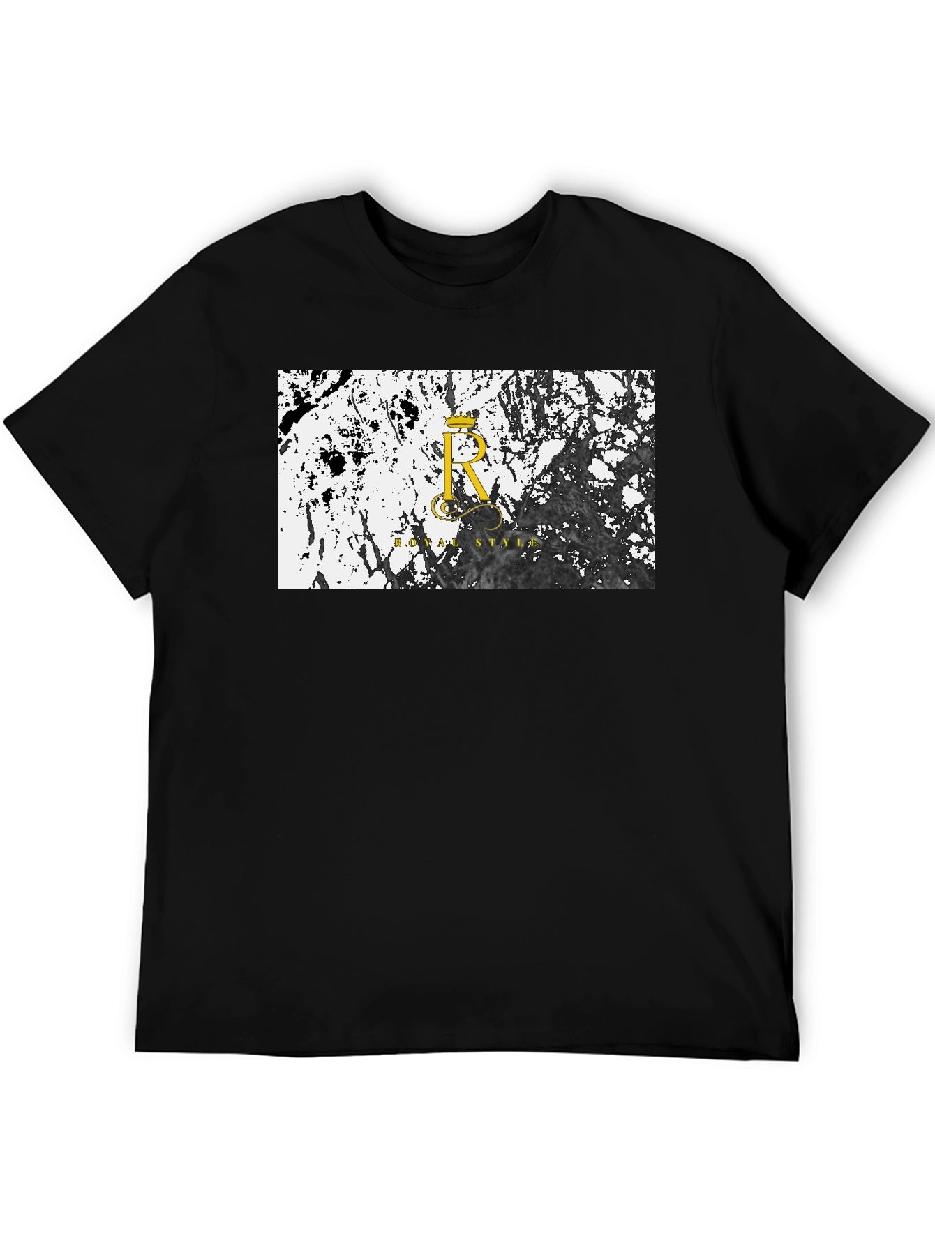 Camiseta Negra Royal Style - Diseño Abstracto