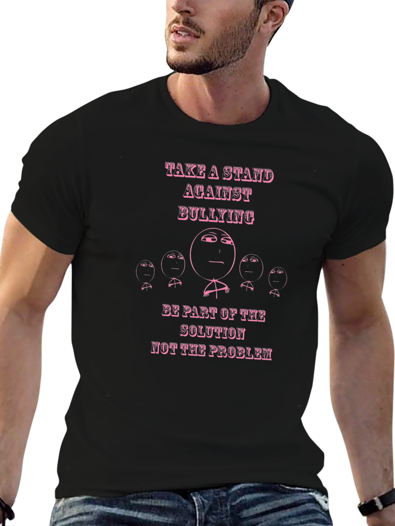 Camiseta Negra Anti-Bullying con Diseño Gráfico Unisex