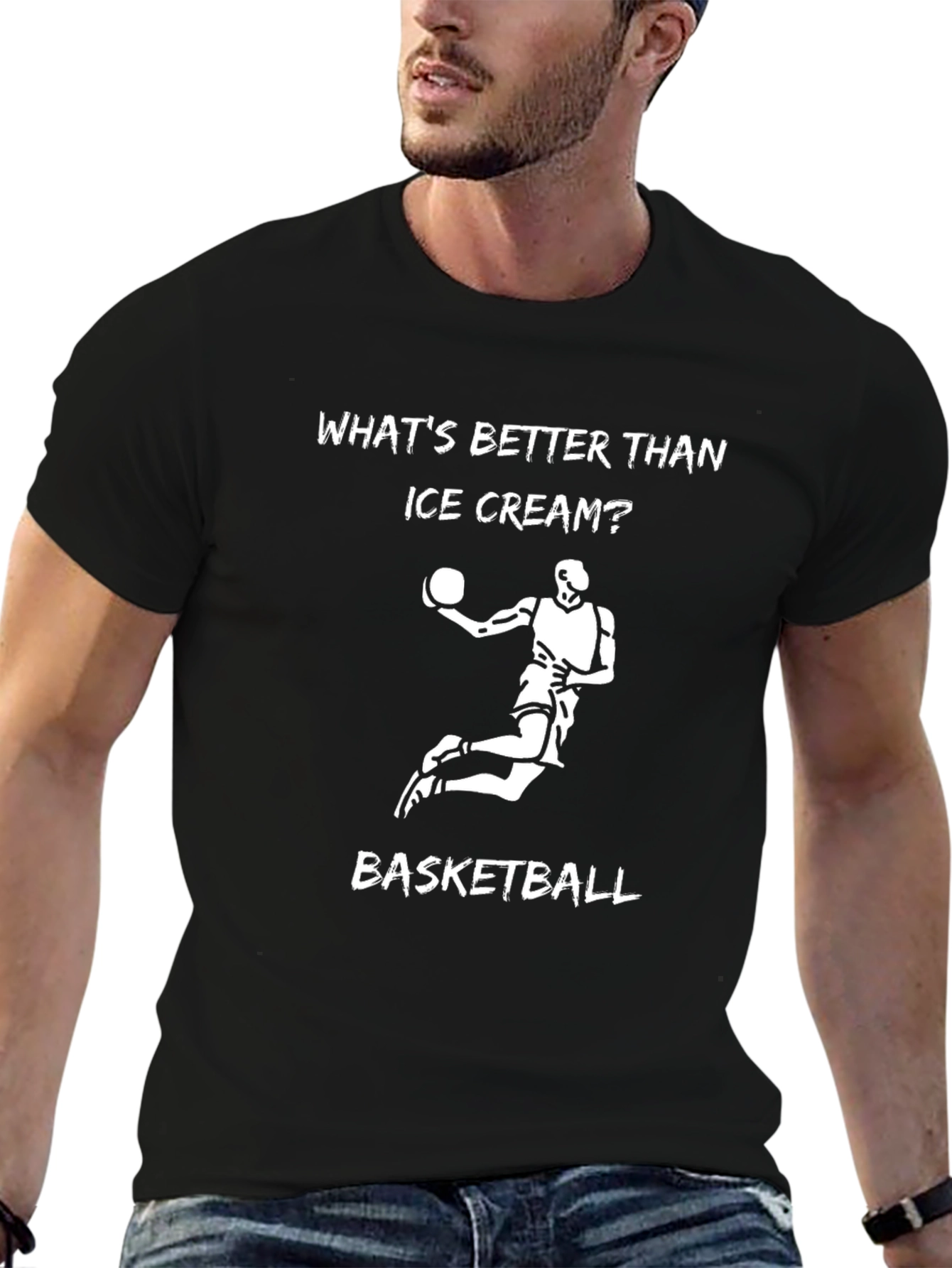 Camiseta Negra: Baloncesto vs Helado - ¿Qué Prefieres?