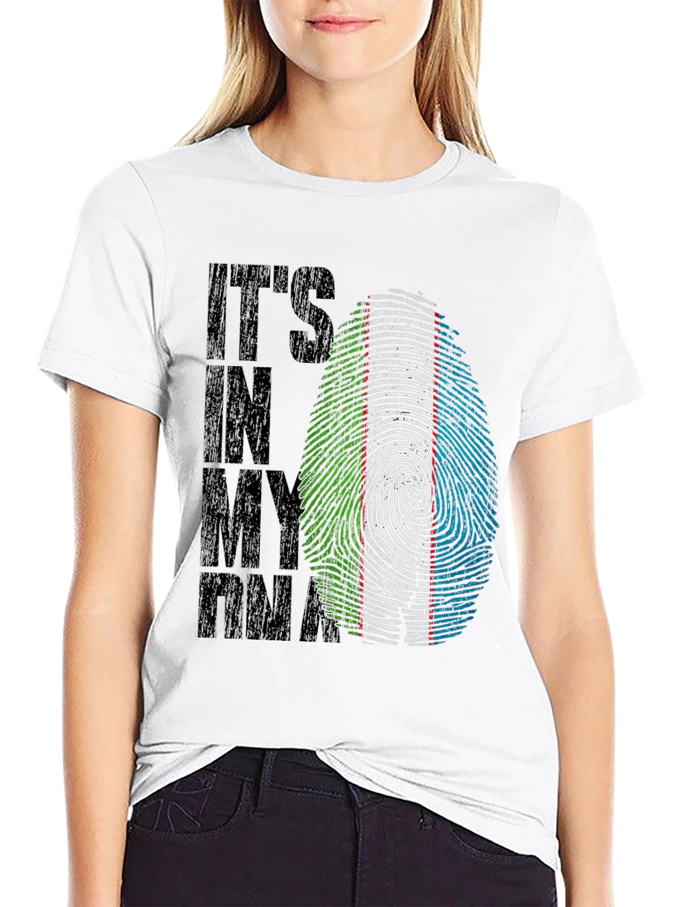 Camiseta Negra ADN Uzbekistán - Diseño Original