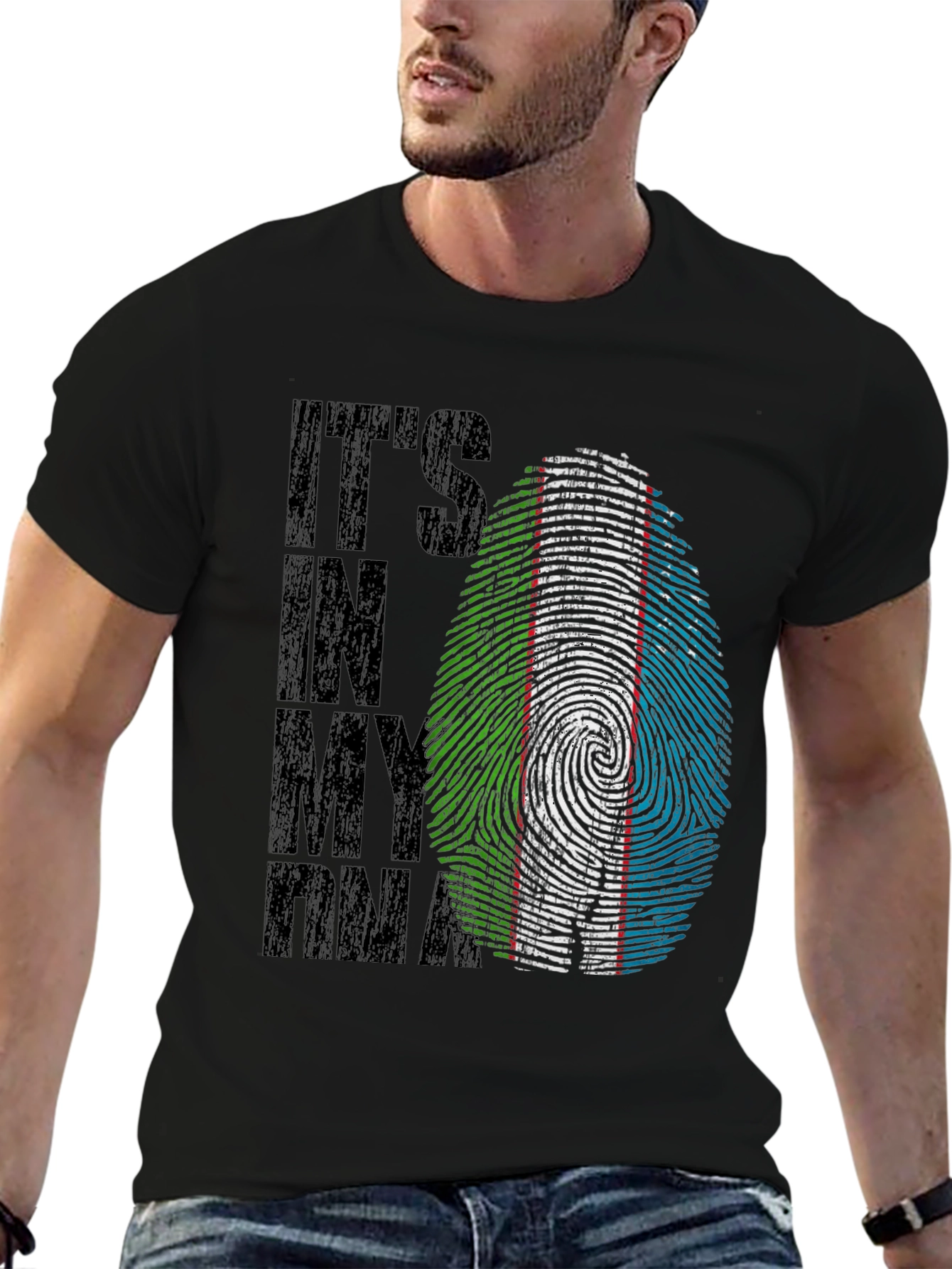 Camiseta Negra ADN Uzbekistán - Diseño Original