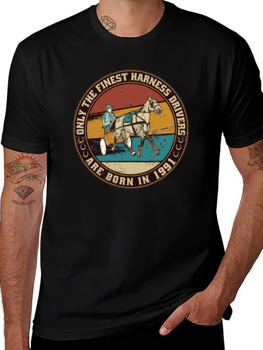 Camiseta Hombre Diseño Vintage Carreras de Caballos 1991