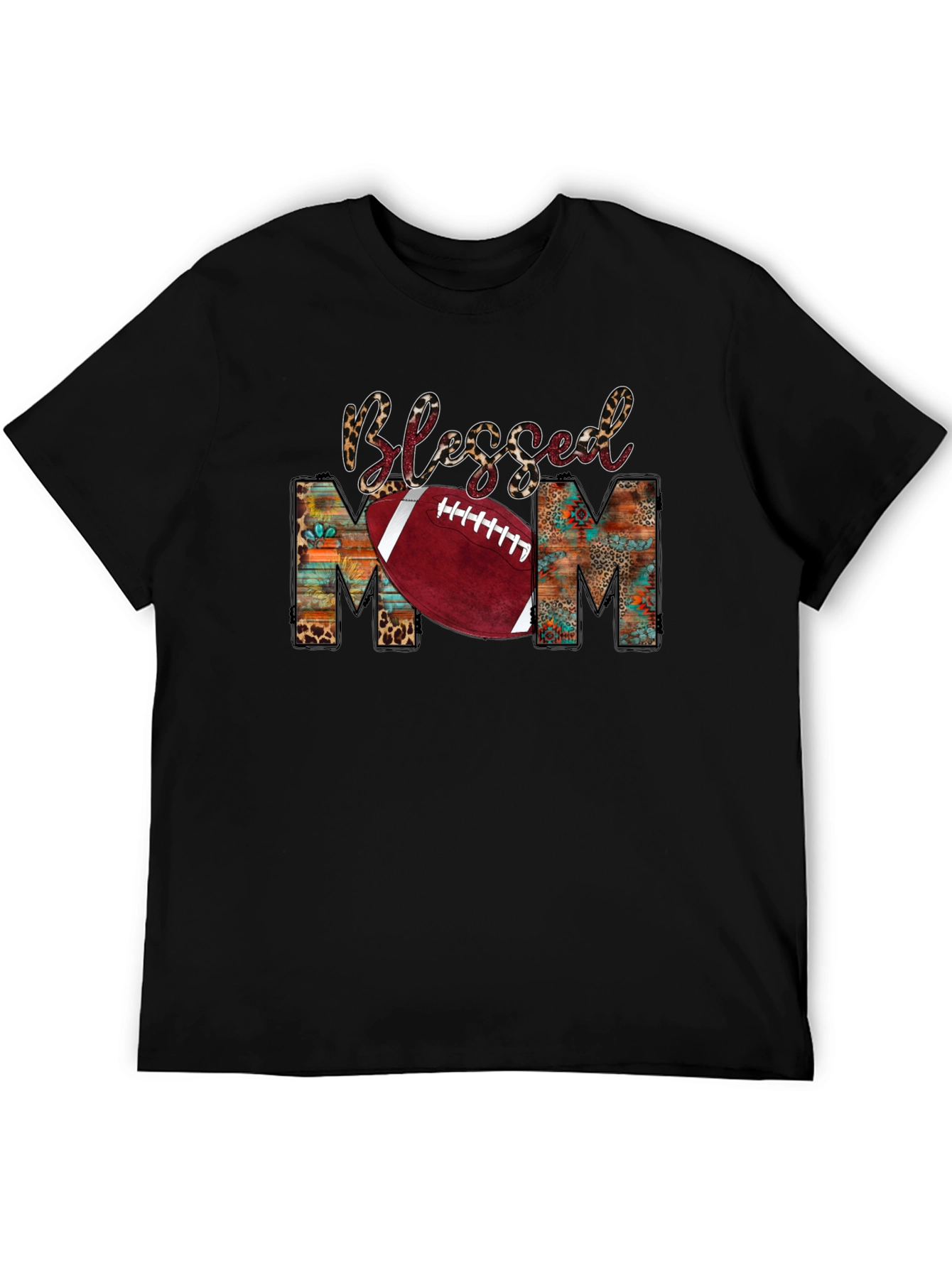 Camiseta Negra Blessed Mom Fútbol Americano