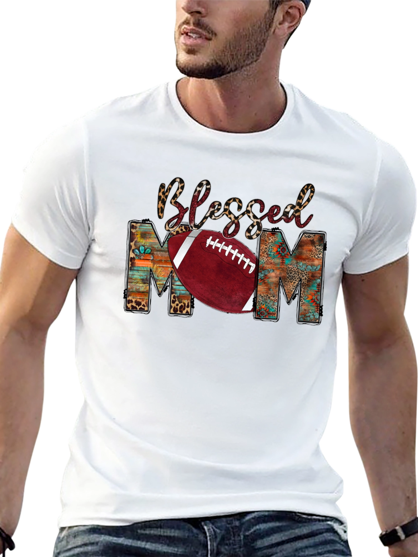 Camiseta Negra Blessed Mom Fútbol Americano
