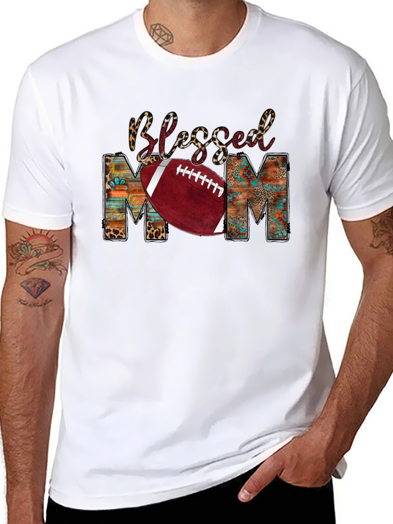 Camiseta Negra Blessed Mom Fútbol Americano