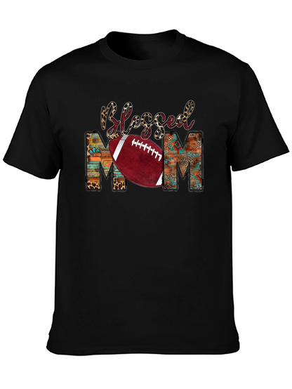 Camiseta Negra Blessed Mom Fútbol Americano