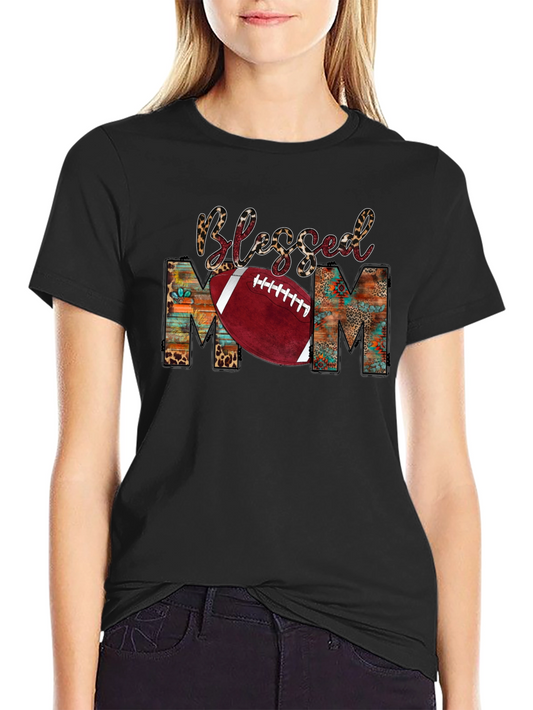 Camiseta Negra Blessed Mom Fútbol Americano