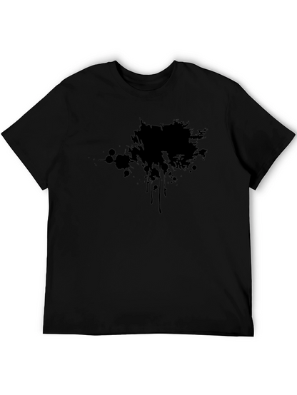 Camiseta Negra Estampada con Mancha Abstracta