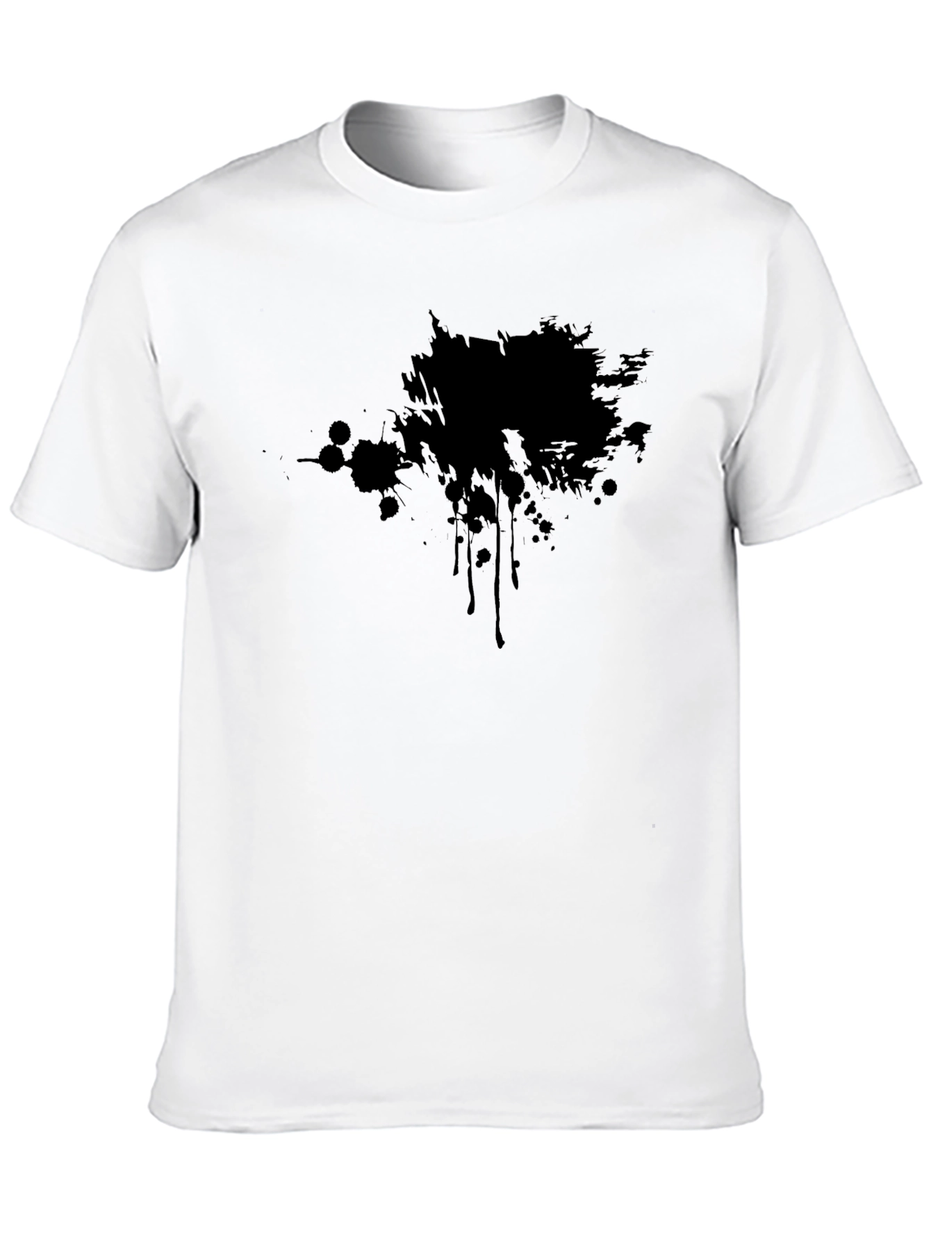 Camiseta Negra Estampada con Mancha Abstracta