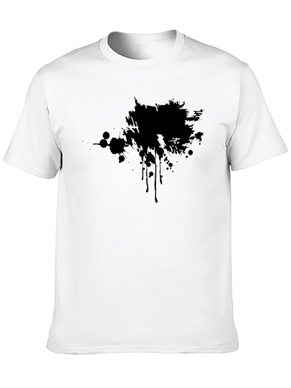 Camiseta Negra Estampada con Mancha Abstracta
