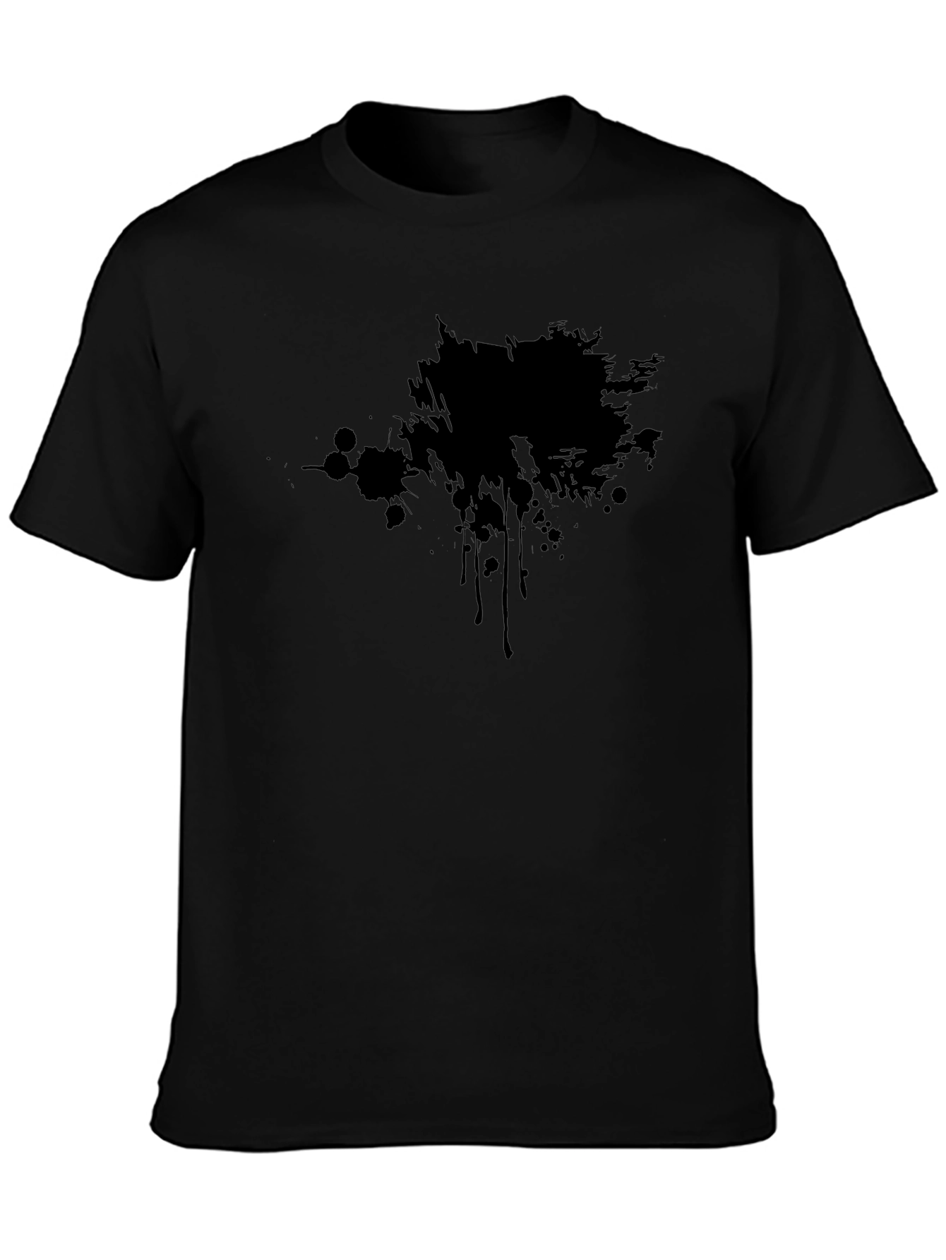 Camiseta Negra Estampada con Mancha Abstracta