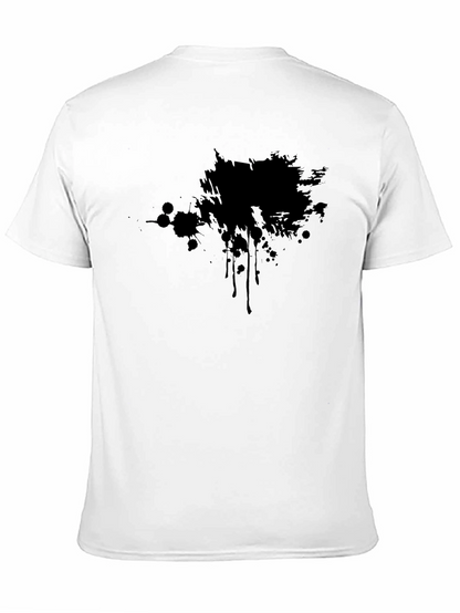 Camiseta Negra Estampada con Mancha Abstracta