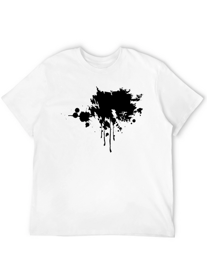 Camiseta Negra Estampada con Mancha Abstracta