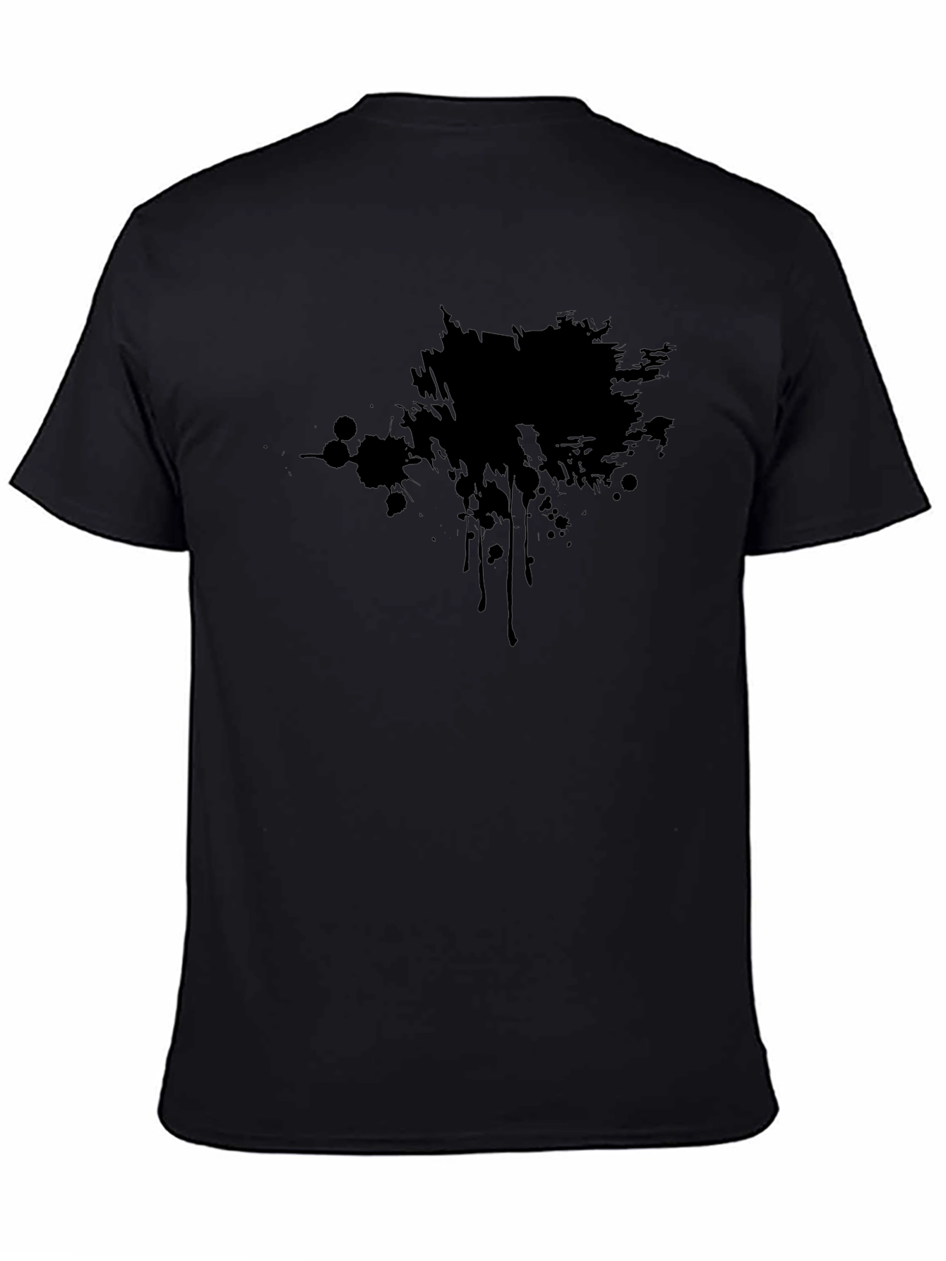 Camiseta Negra Estampada con Mancha Abstracta