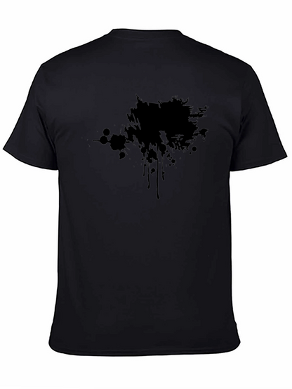 Camiseta Negra Estampada con Mancha Abstracta
