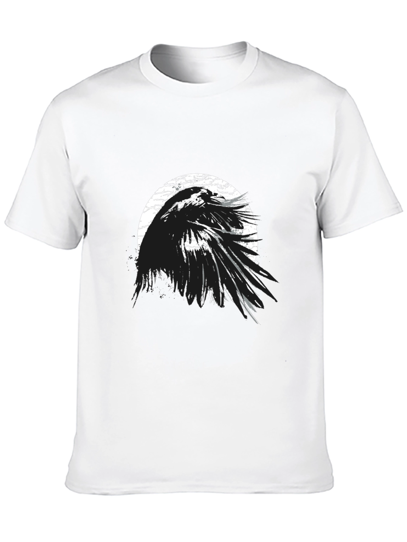 Camiseta Negra Cuervo Abstracto Estilo Grunge