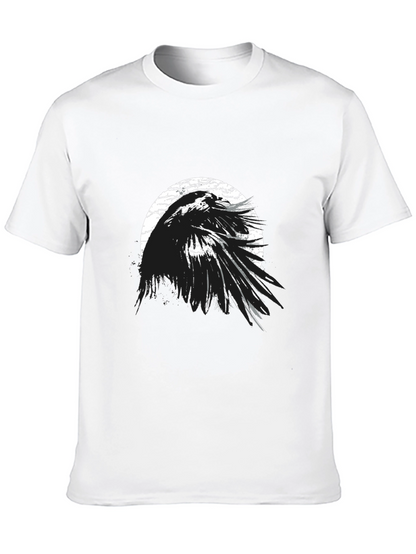 Camiseta Negra Cuervo Abstracto Estilo Grunge