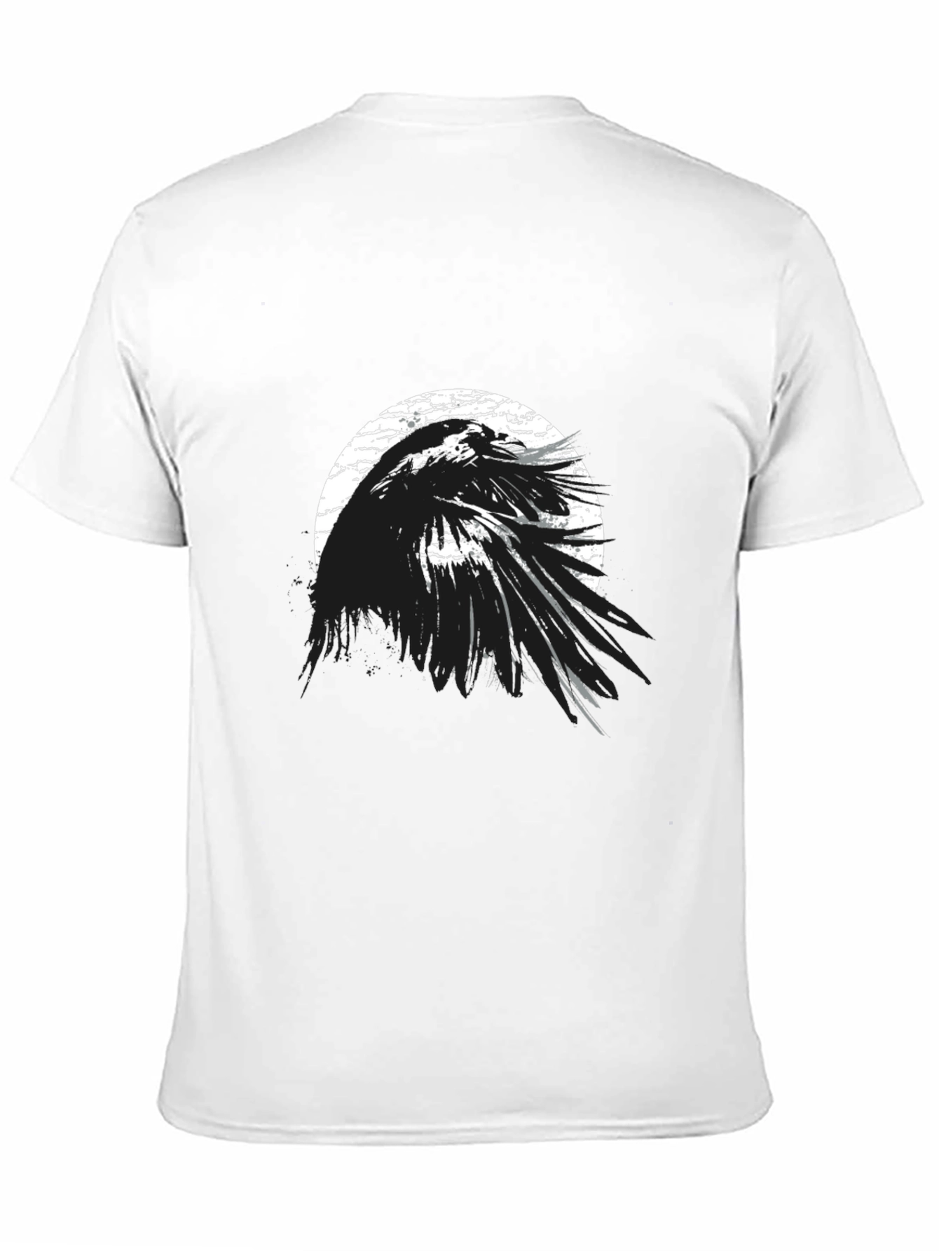 Camiseta Negra Cuervo Abstracto Estilo Grunge