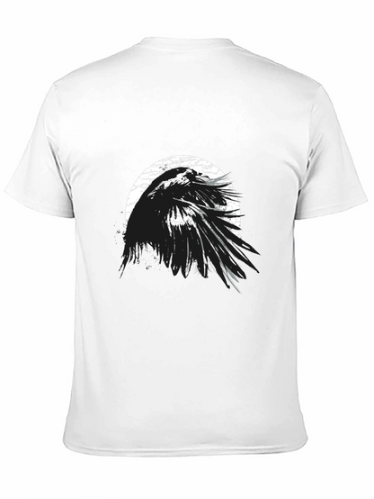 Camiseta Negra Cuervo Abstracto Estilo Grunge