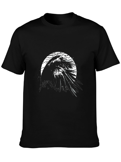 Camiseta Negra Cuervo Abstracto Estilo Grunge