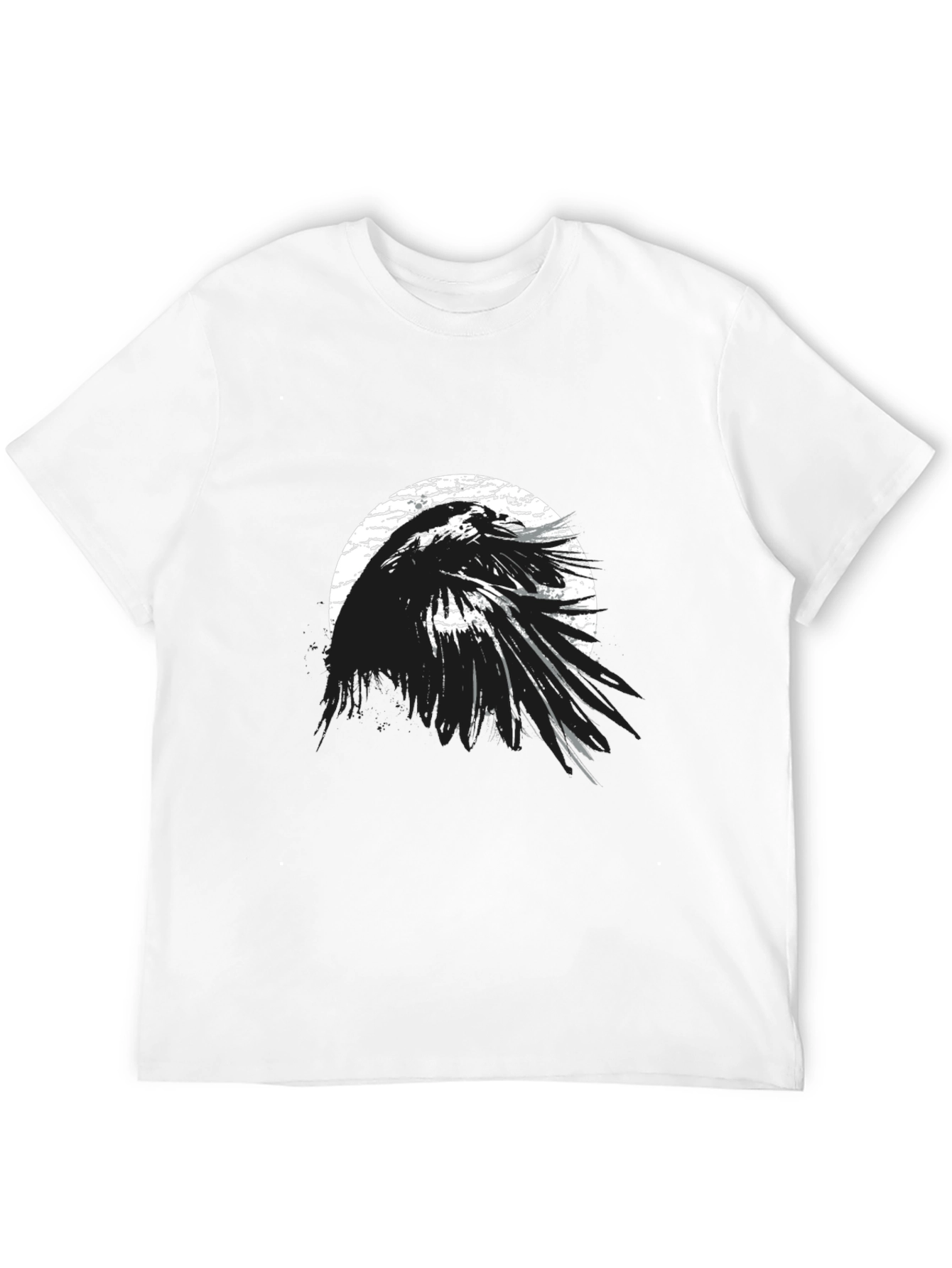 Camiseta Negra Cuervo Abstracto Estilo Grunge