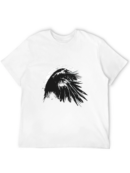 Camiseta Negra Cuervo Abstracto Estilo Grunge